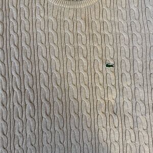 Lacoste Men's Beige Cable Knit Crewneck Sweater